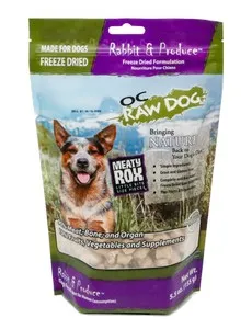 5.5 oz. OC Raw Freeze Dried Rabbit & Produce Meety Rox - Dog/Cat Supplements